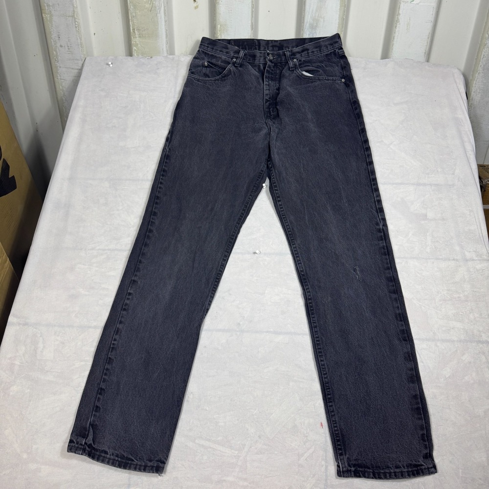 Vintage Wrangler Mens Straight Leg Jeans Black Denim 976T1CB Relaxed Fit 32x34
